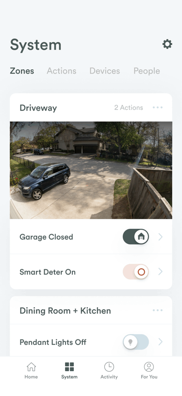 Vivint app — zones